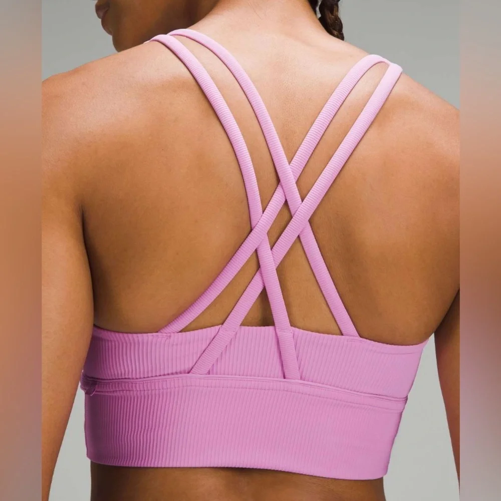 Lululemon Sz 14 Energy Longline Ribbed Bra *Medium Support in Dahlia Mauve Sz 14 - Picture 4 of 16